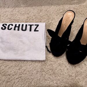 SCHUTZ Black Suede Mules
